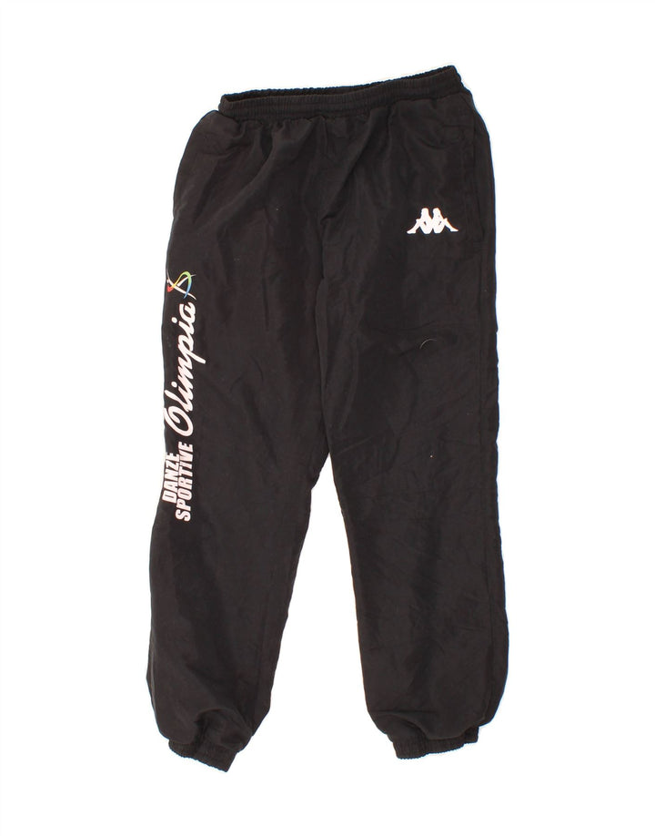 KAPPA Boys Graphic Tracksuit Trousers Joggers 11-12 Years Black Polyester Vintage Kappa and Second-Hand Kappa from Messina Hembry 