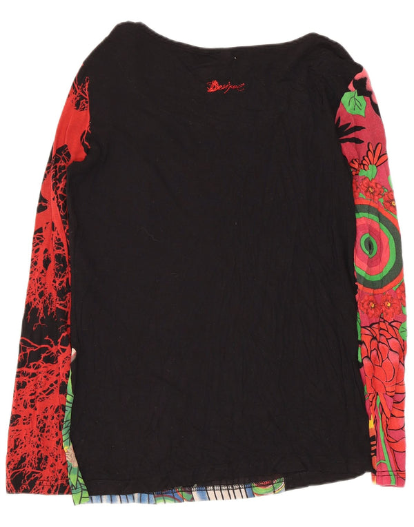 Desigual Womens Graphic Top Long Sleeve UK 14 Large Black Floral
