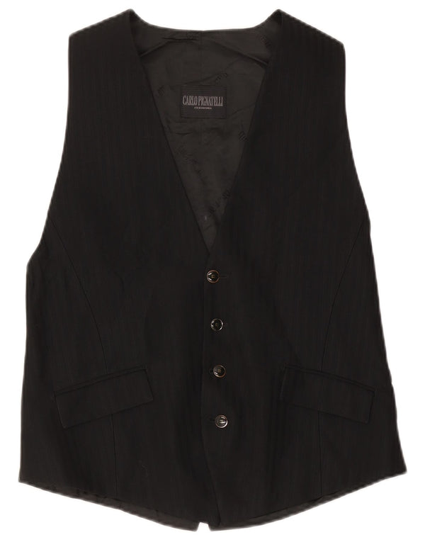 Carlo Pignatelli Womens Slim Waistcoat IT 54 XL Black Pinstripe Acetate