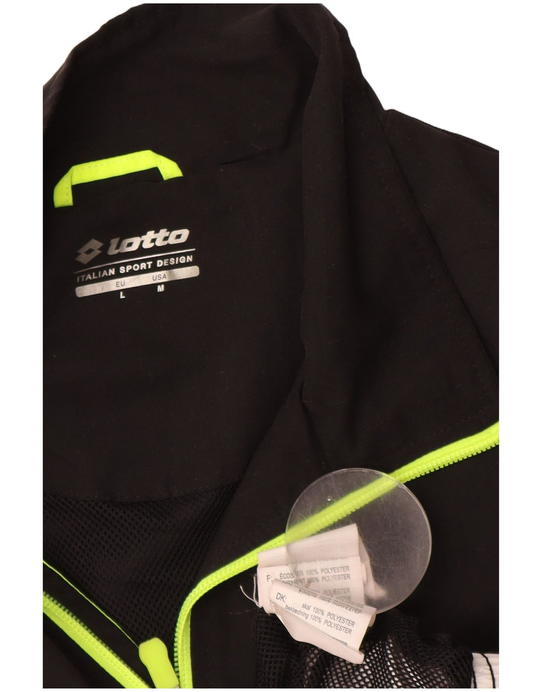 Lotto Mens Graphic Tracksuit Top Jacket Medium Black Colourblock Polyester