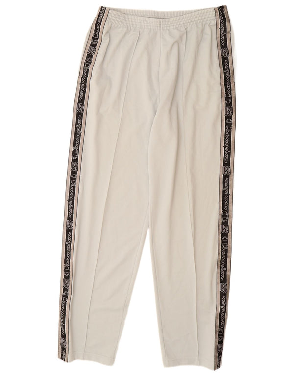 CHAMPION Mens USA Graphic Tracksuit Trousers XL  Off White Polyester