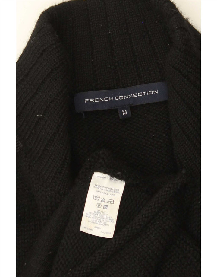 French Connection Mens Cardigan Sweater Medium Black Wool