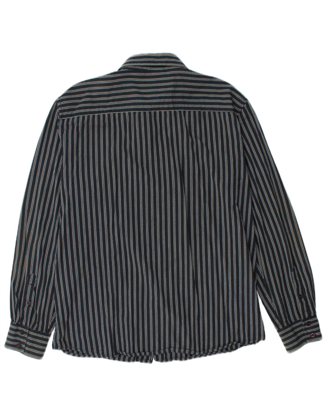 MUSTANG Mens Shirt Large Black Striped Cotton