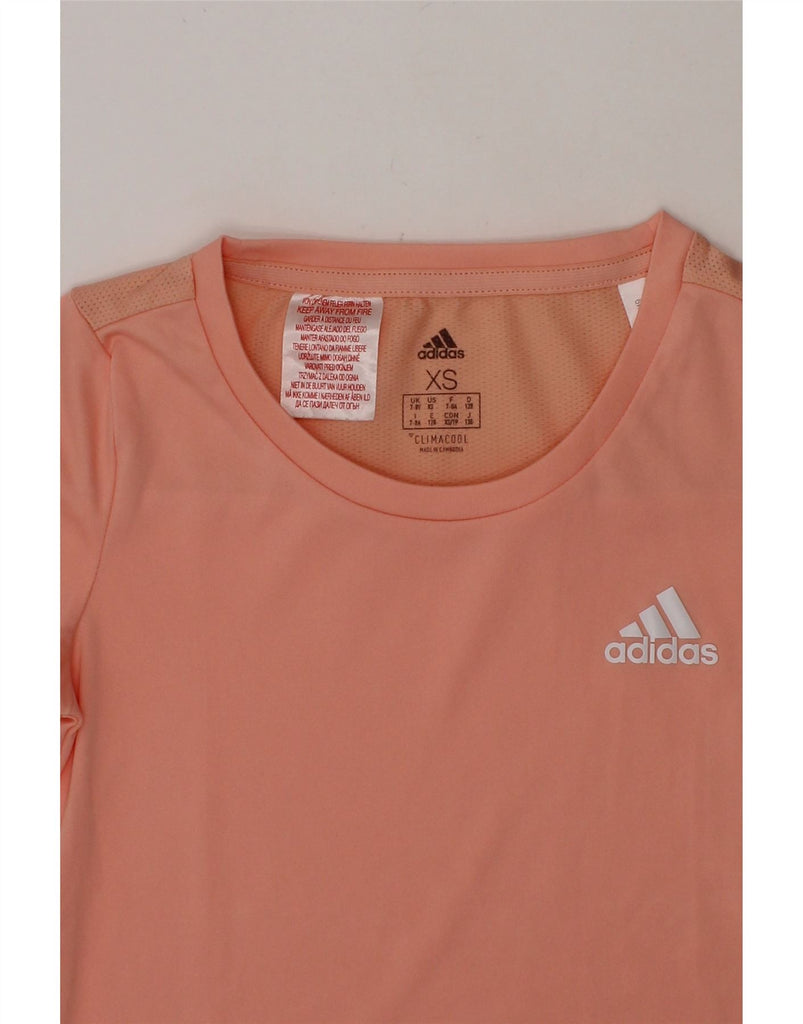 ADIDAS Girls Climacool T-Shirt Top 7-8 Years XS Pink Polyester Sports Vintage Adidas and Second-Hand Adidas from Messina Hembry 
