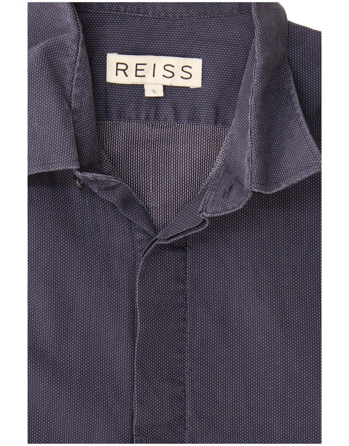Reiss Mens Shirt Small Navy Blue Spotted