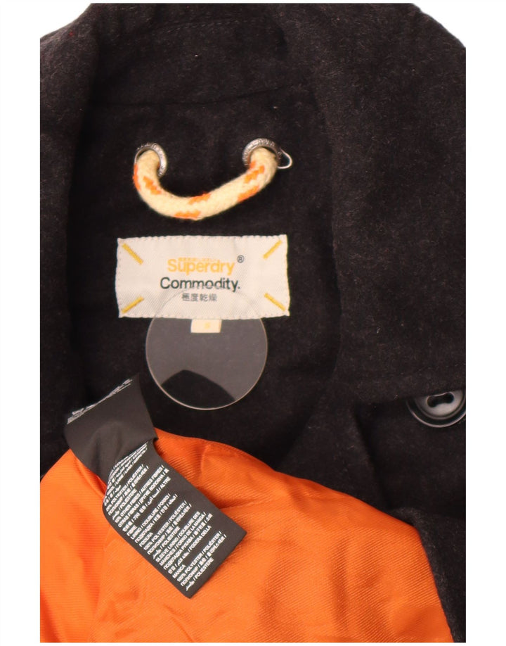 Superdry Mens Commodity Pea Coat UK 36 Small Black Wool