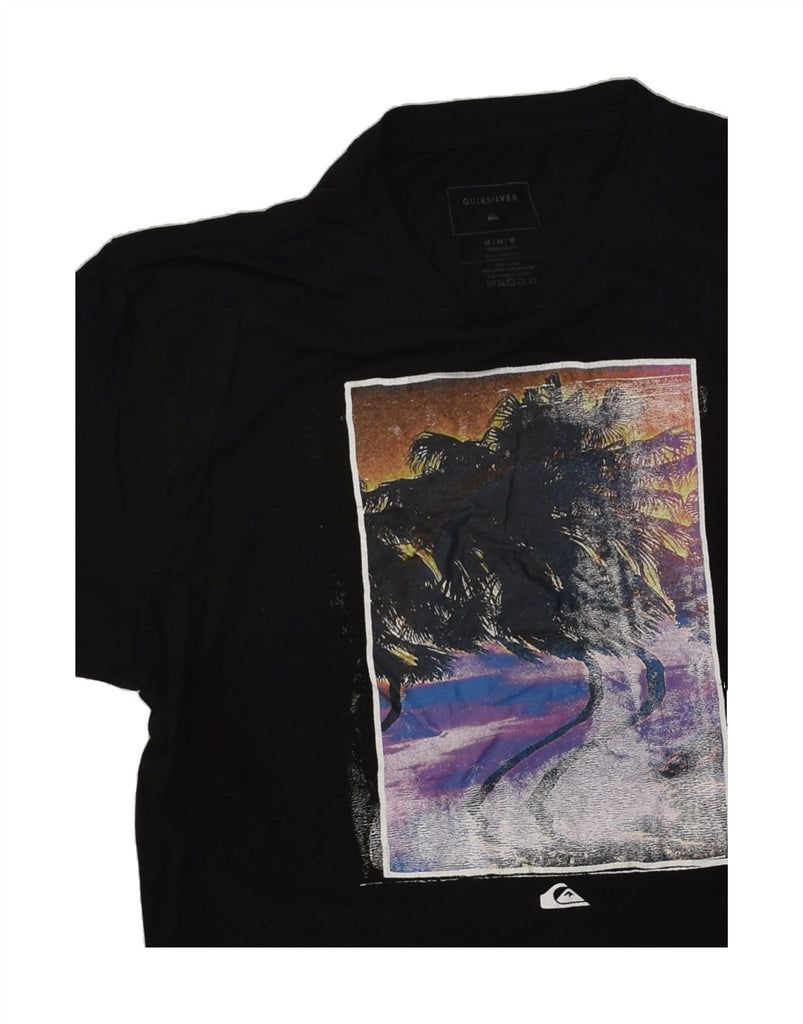 QUIKSILVER Mens Graphic T-Shirt Top Medium Black Cotton | Vintage Quiksilver | Thrift | Second-Hand Quiksilver | Used Clothing | Messina Hembry 