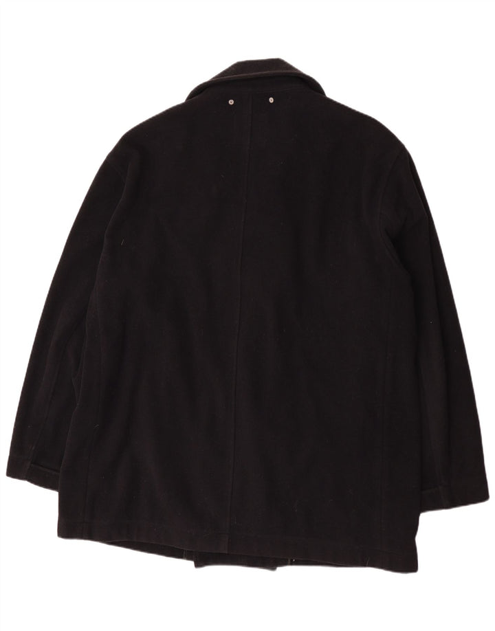 Trussardi Mens Pea Coat IT 54 2XL Black Wool