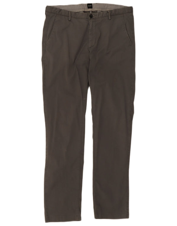 Hugo Boss Mens Slim Chino Trousers EU48 Medium W32 L30 Grey Cotton