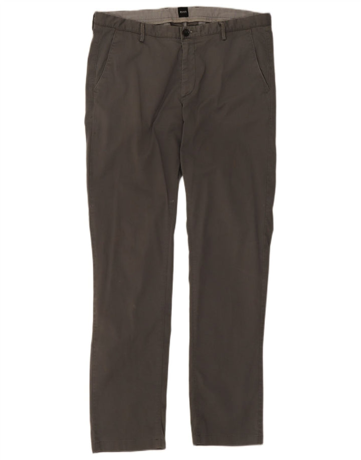 Hugo Boss Mens Slim Chino Trousers EU48 Medium W32 L30 Grey Cotton
