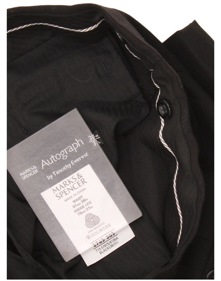 Marks & Spencer Mens Autograph Straight Suit Trousers W38 L31 Black Classic