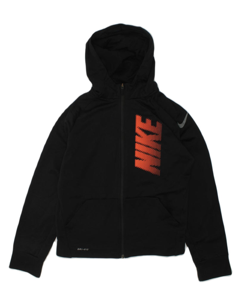 NIKE Girls Dri Fit Graphic Zip Hoodie Sweater 13-14 Years Large Black | Vintage Nike | Thrift | Second-Hand Nike | Used Clothing | Messina Hembry 