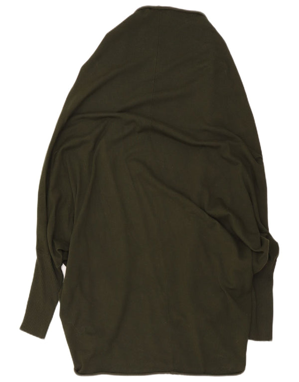 Zara Womens Oversized Longline Open Cardigan Sweater UK 14 Medium Khaki