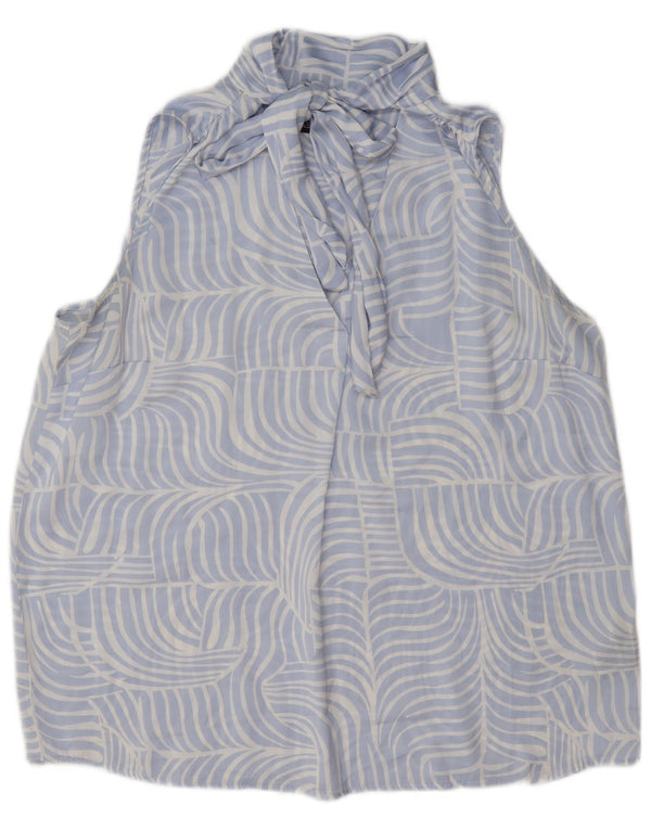 Marks & Spencer Womens Sleeveless Blouse Top UK 14 Large Blue Geometric