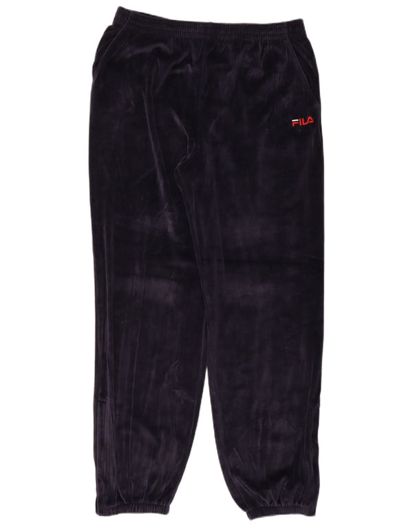 Fila Mens Velvet Tracksuit Trousers Joggers Large Navy Blue Cotton