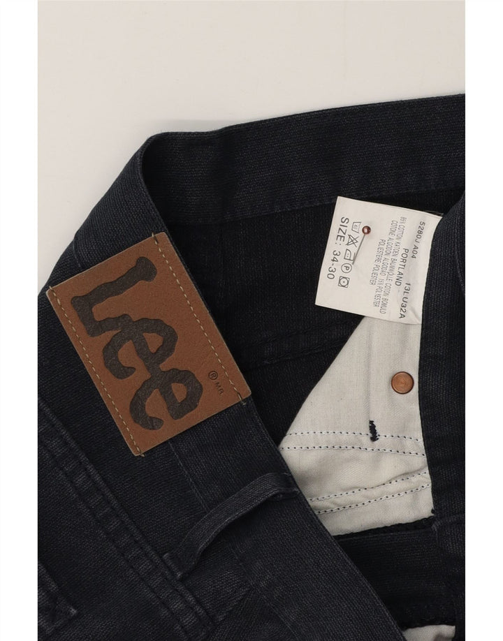 Lee Mens Straight Casual Trousers W34 L30 Navy Blue Cotton