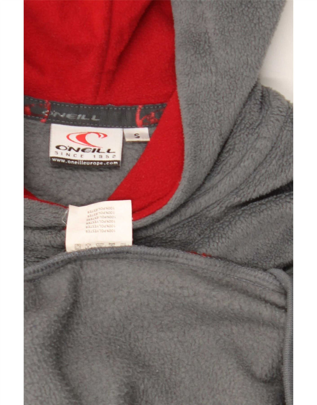 O'Neill Mens Graphic Hooded Fleece Jumper Small Grey Polyester