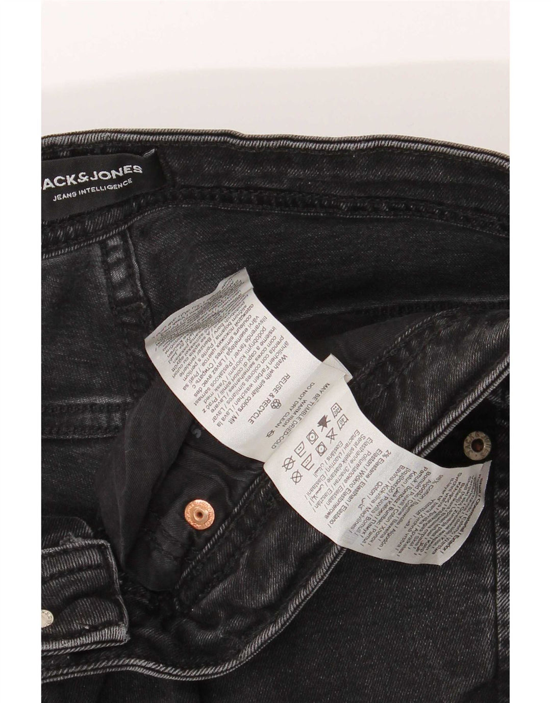 Jack & Jones Mens Distressed Slim Jeans W34 L32 Black Cotton