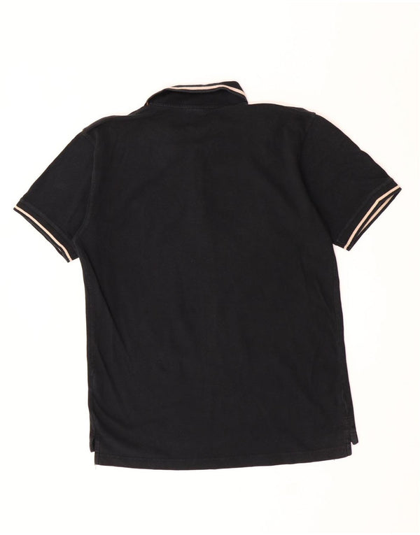 Fila Mens Polo Shirt Large Black Striped Cotton