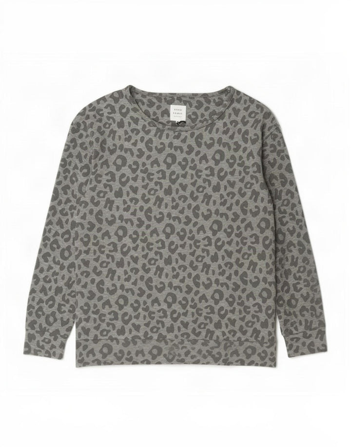 John Lewis Womens Sweatshirt Jumper UK 14 Medium Grey Animal Print