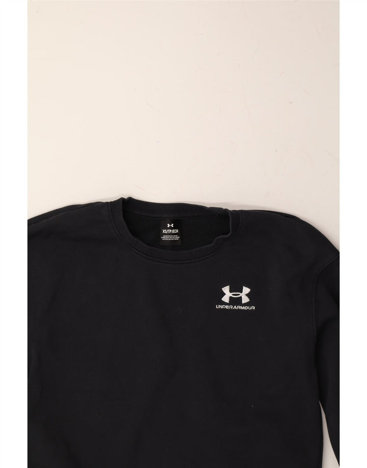 UNDER ARMOUR Womens Oversized Sweatshirt Jumper UK 6 XS Navy Blue Cotton Vintage Under Armour and Second-Hand Under Armour from Messina Hembry 