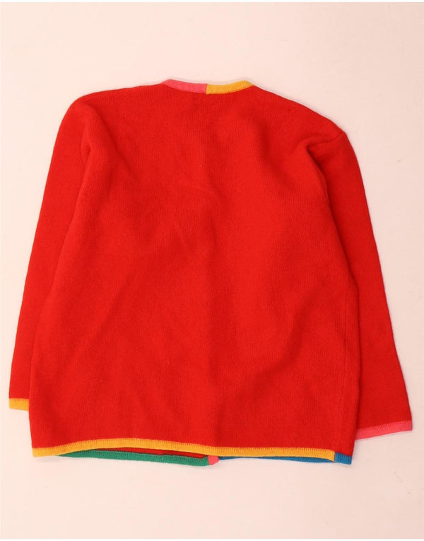 Benetton Womens O12 Cardigan Sweater UK 8 Small Red Colourblock
