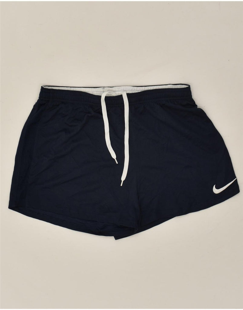 NIKE Mens Graphic Sport Shorts Small Navy Blue | Vintage Nike | Thrift | Second-Hand Nike | Used Clothing | Messina Hembry 