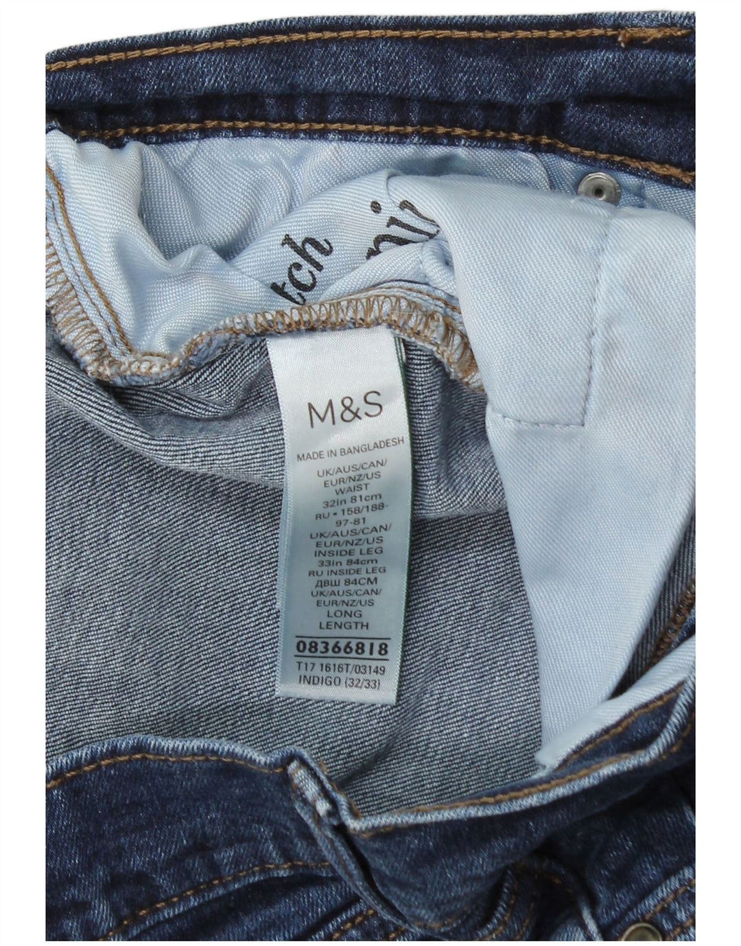 Marks & Spencer Womens Skinny Jeans W32 L30 Navy Blue Cotton