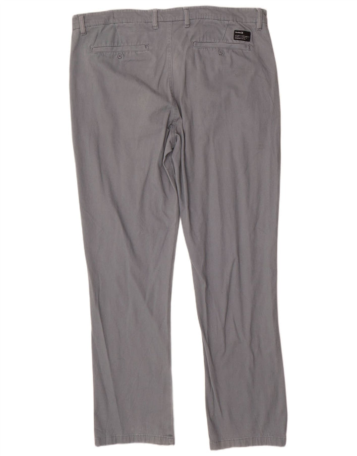 HURLEY Mens Straight Chino Trousers W36 L32 Grey Cotton