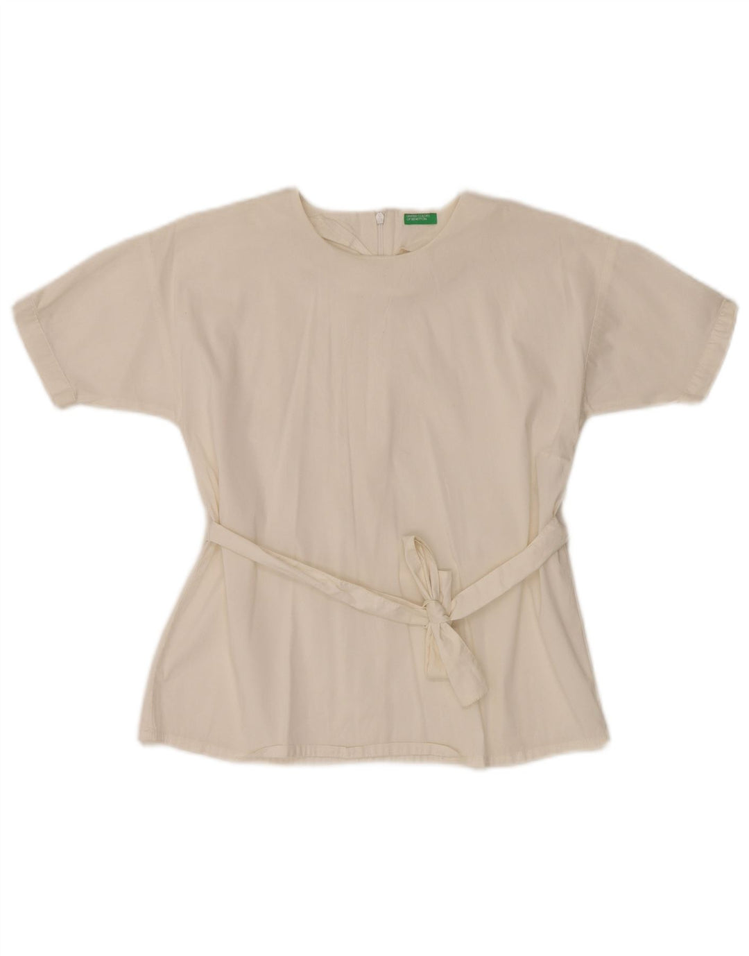 BENETTON Girls Blouse Top 8-9 Years Large White Cotton