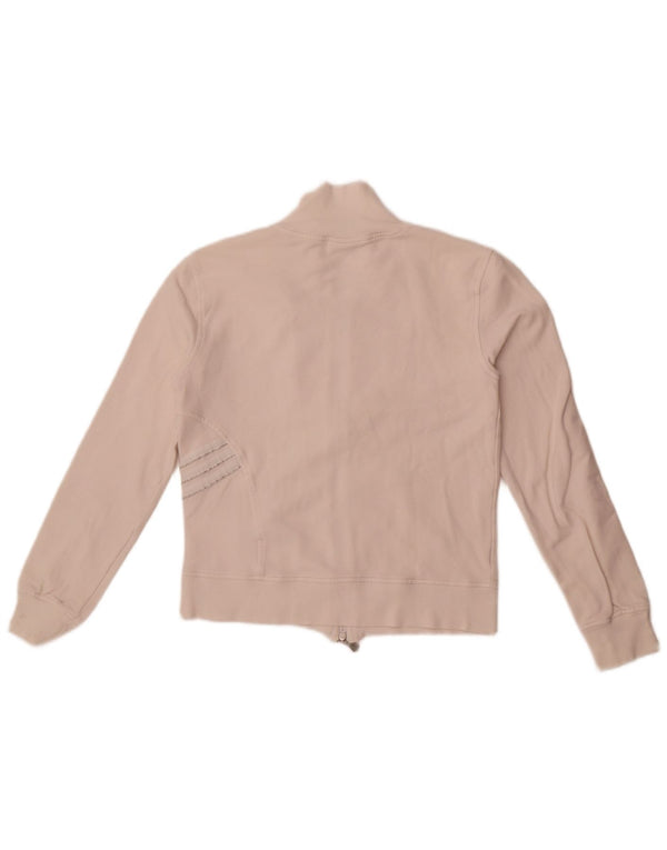 Adidas Womens Crop Tracksuit Top Jacket UK 10 Small White Cotton