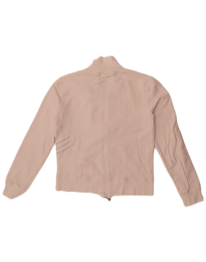 Adidas Womens Crop Tracksuit Top Jacket UK 10 Small White Cotton