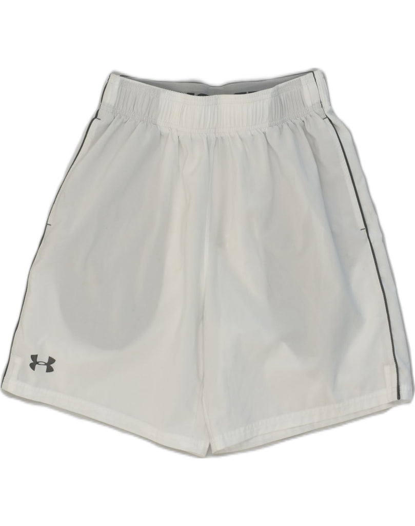 UNDER ARMOUR Mens Graphic Sport Shorts Medium White Polyester | Vintage Under Armour | Thrift | Second-Hand Under Armour | Used Clothing | Messina Hembry 