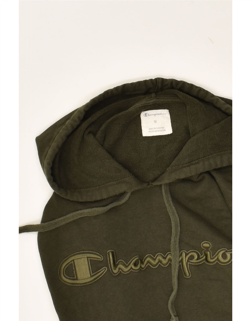 CHAMPION Mens Graphic Hoodie Jumper Medium Green Cotton | Vintage Champion | Thrift | Second-Hand Champion | Used Clothing | Messina Hembry 