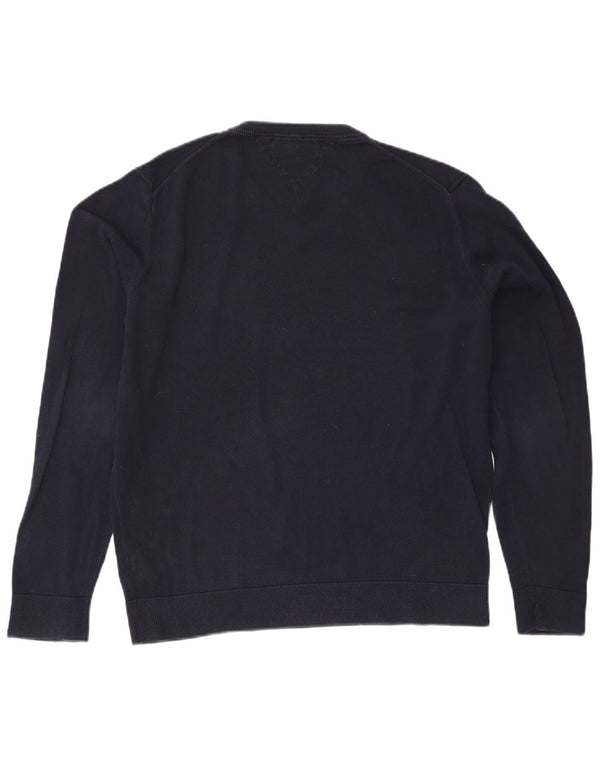 Tommy Hilfiger Mens V-Neck Jumper Sweater 2XL Navy Blue Cotton