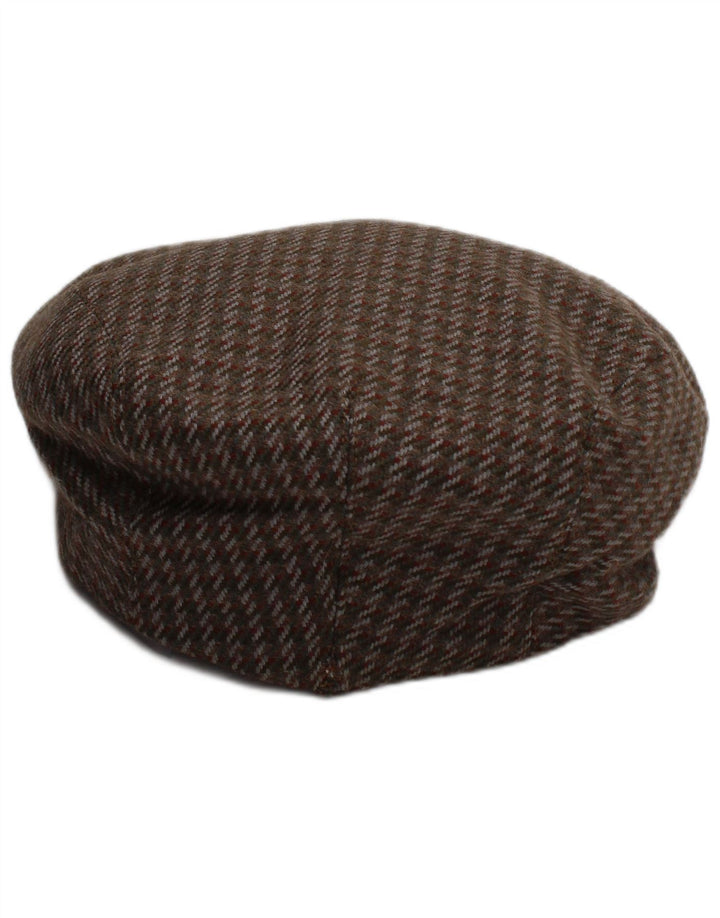 VINTAGE Mens Oxford Flat Cap Small Brown Houndstooth Classic