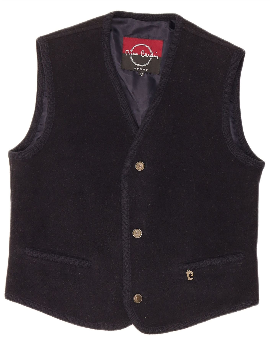 Pierre Cardin Mens Waistcoat IT 52 Large Navy Blue Wool