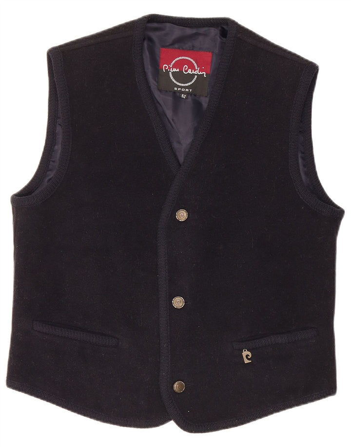 Pierre Cardin Mens Waistcoat IT 52 Large Navy Blue Wool