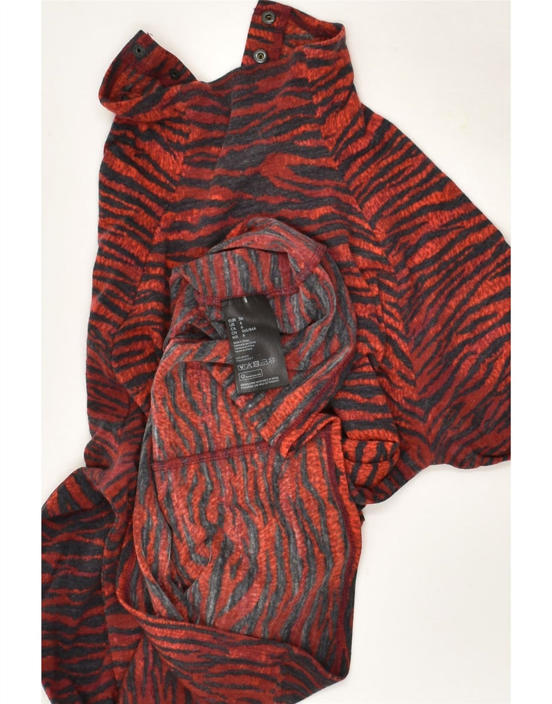 KENZO X H&M Womens Turtle Neck Jumper Sweater EU 36 Small Red Animal Print | Vintage Kenzo X H&M | Thrift | Second-Hand Kenzo X H&M | Used Clothing | Messina Hembry 