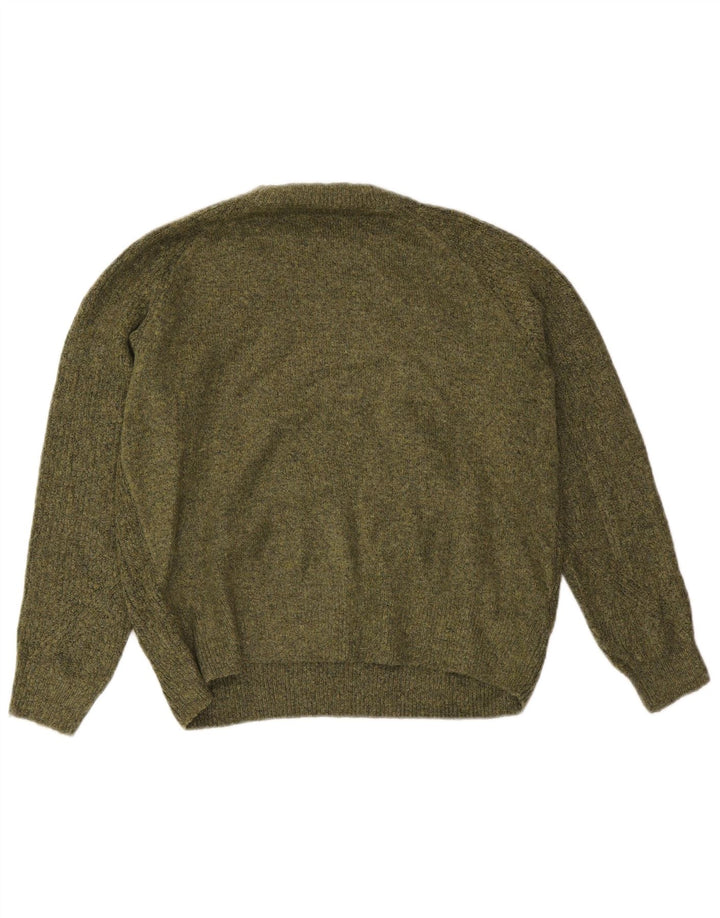 Marks & Spencer Womens Crew Neck Jumper Sweater UK 14 Medium Khaki Acrylic