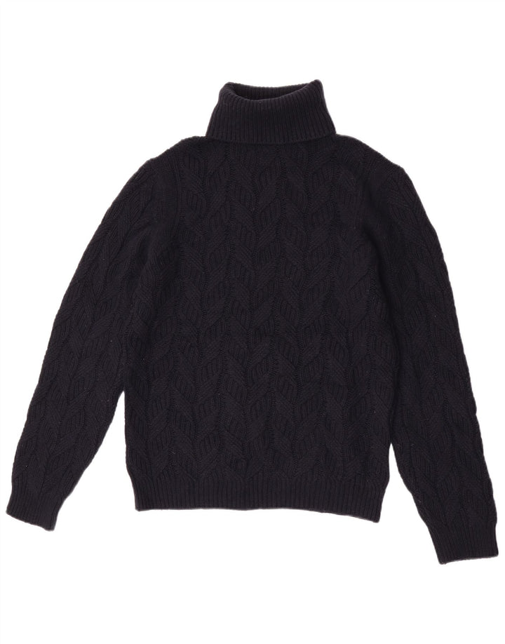 Massimo Dutti Womens Roll Neck Jumper Sweater UK 14 Medium Navy Blue Wool