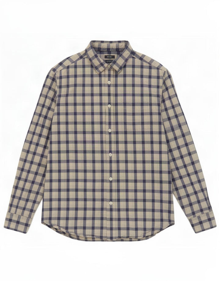 Gap Mens Classic Fit Shirt Medium Navy Blue Gingham Cotton