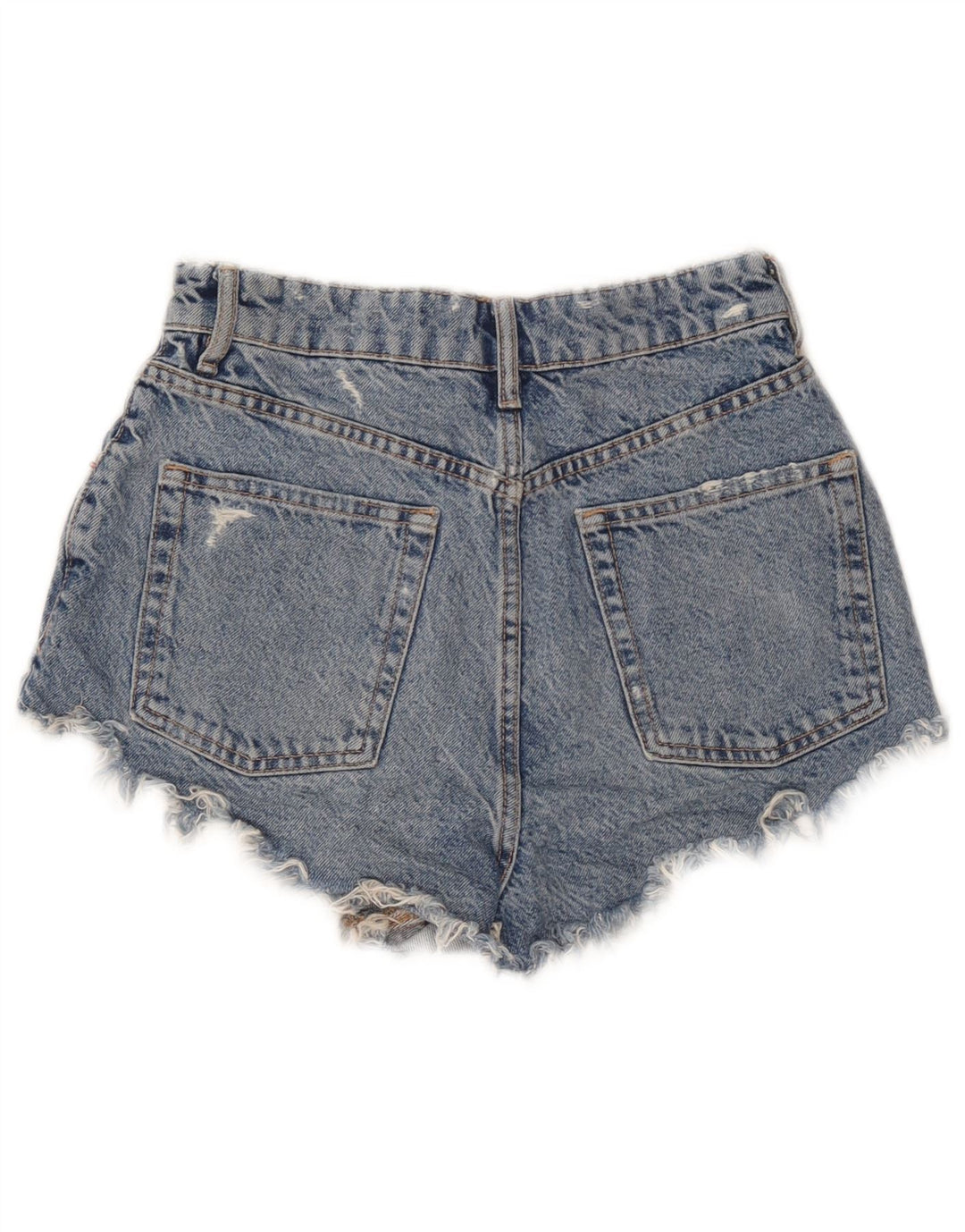 Zara Womens Distressed Denim Shorts EU 36 XS W26 Blue