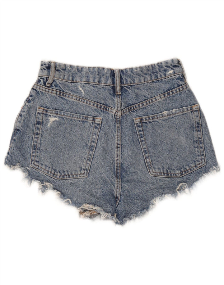 Zara Womens Distressed Denim Shorts EU 36 XS W26 Blue