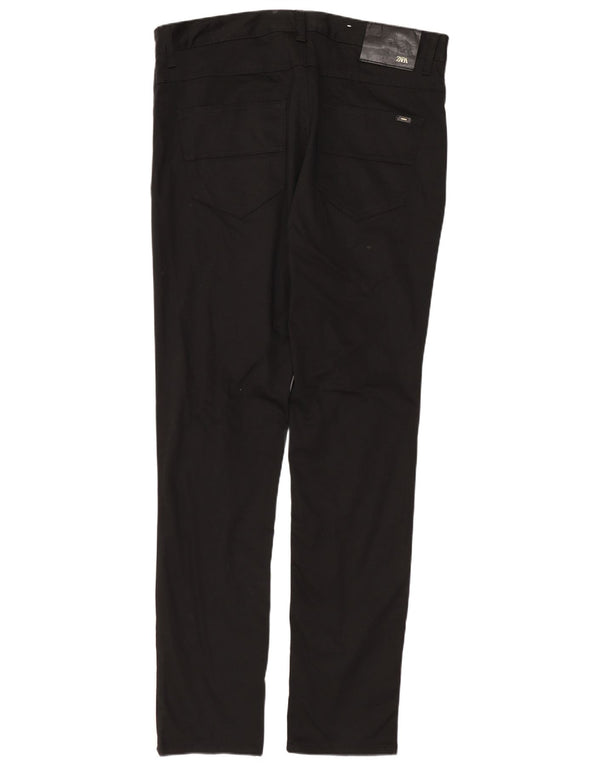 ZARA Mens Skinny Casual Trousers EU 42 Large W32 L31 Black Cotton