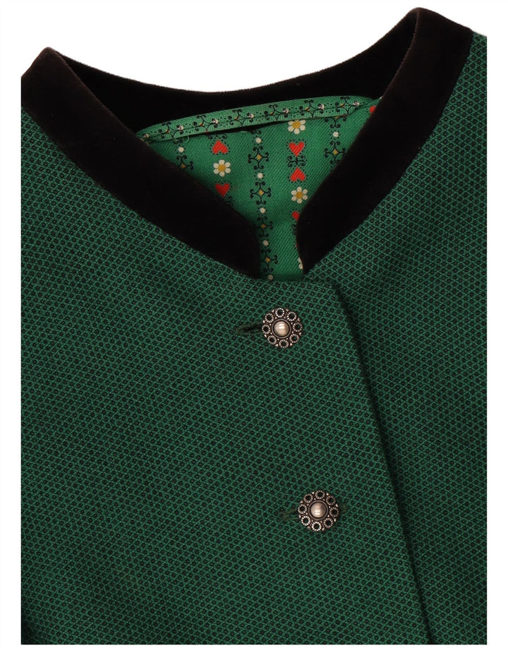 Vintage Womens Crop 5 Button Blazer Jacket UK 14 Medium Green