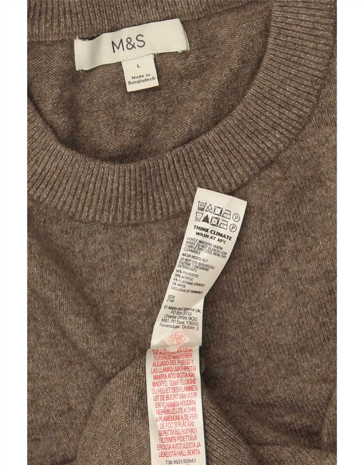 Marks & Spencer Mens Crew Neck Jumper Sweater Large Brown Polyester