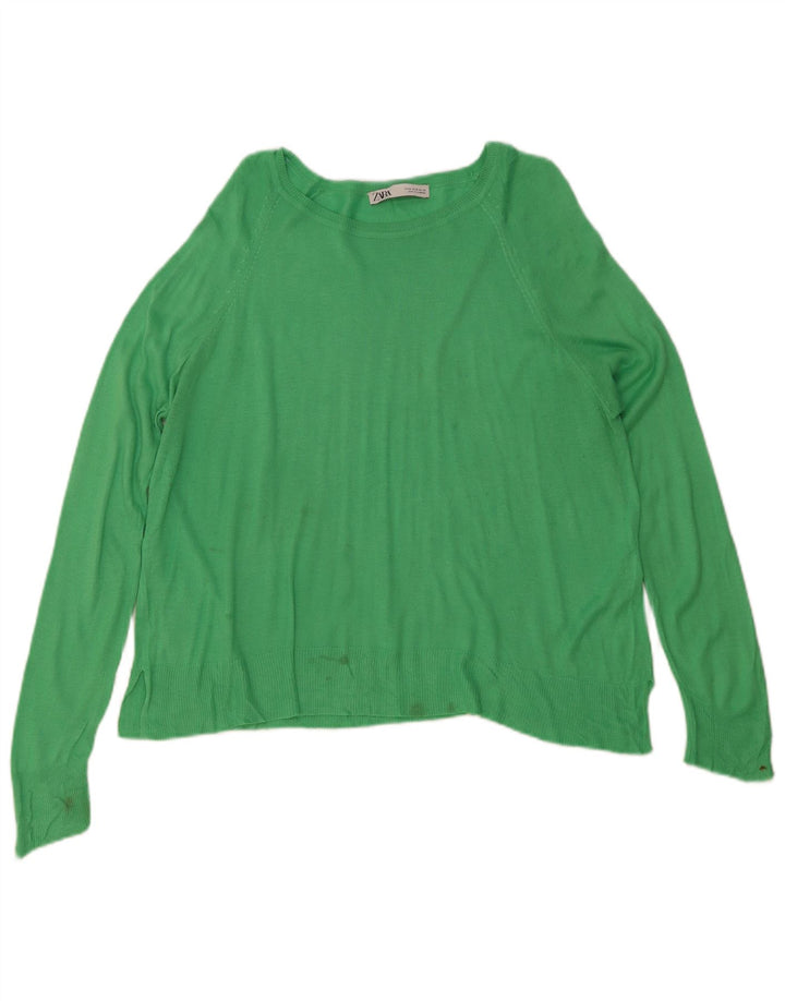Zara Womens Boat Neck Jumper Sweater UK 14 Medium Blue Viscose