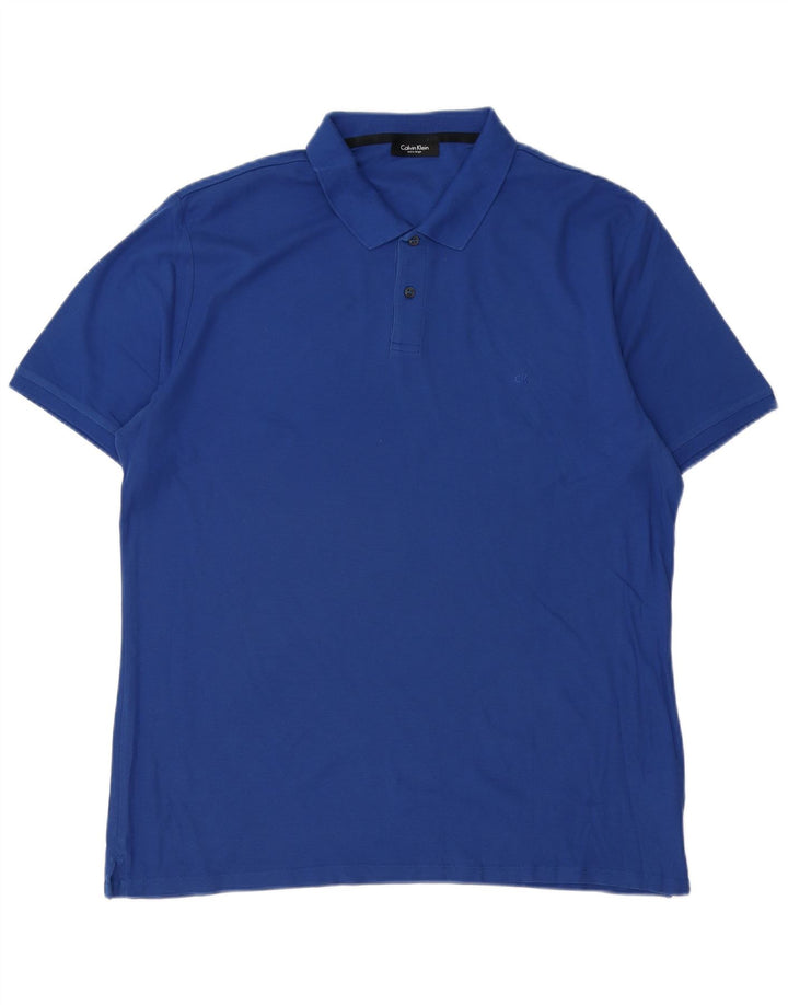 Calvin Klein Mens Polo Shirt XL Blue Cotton
