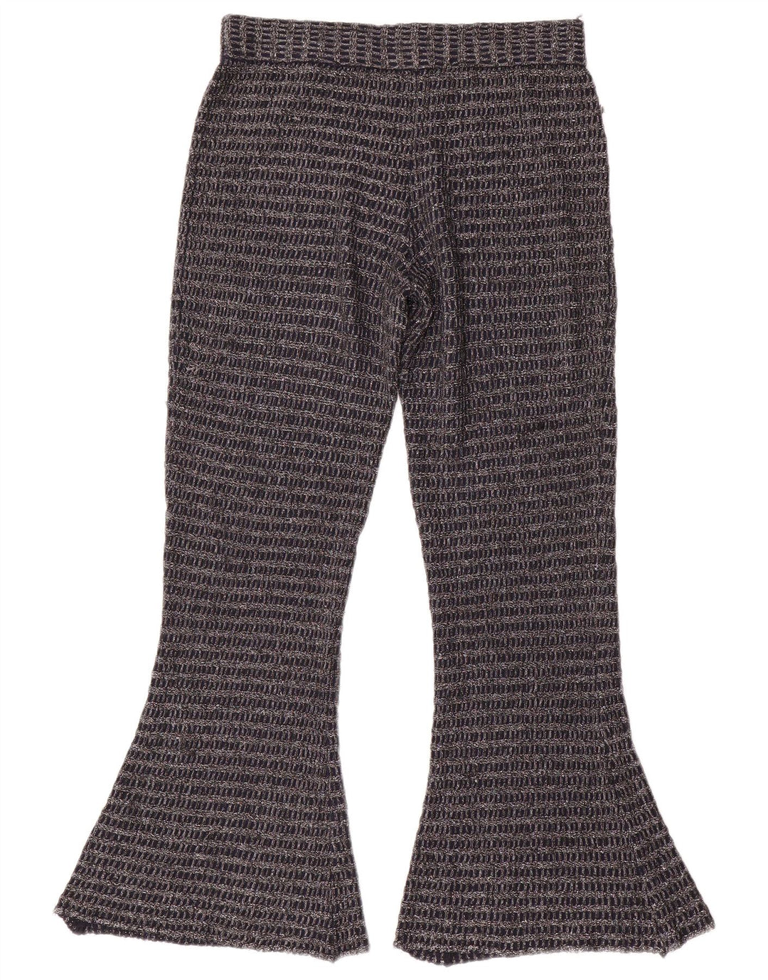 Zara Womens Knit Flare Trousers Medium W30 L30 Navy Blue Striped Polyester